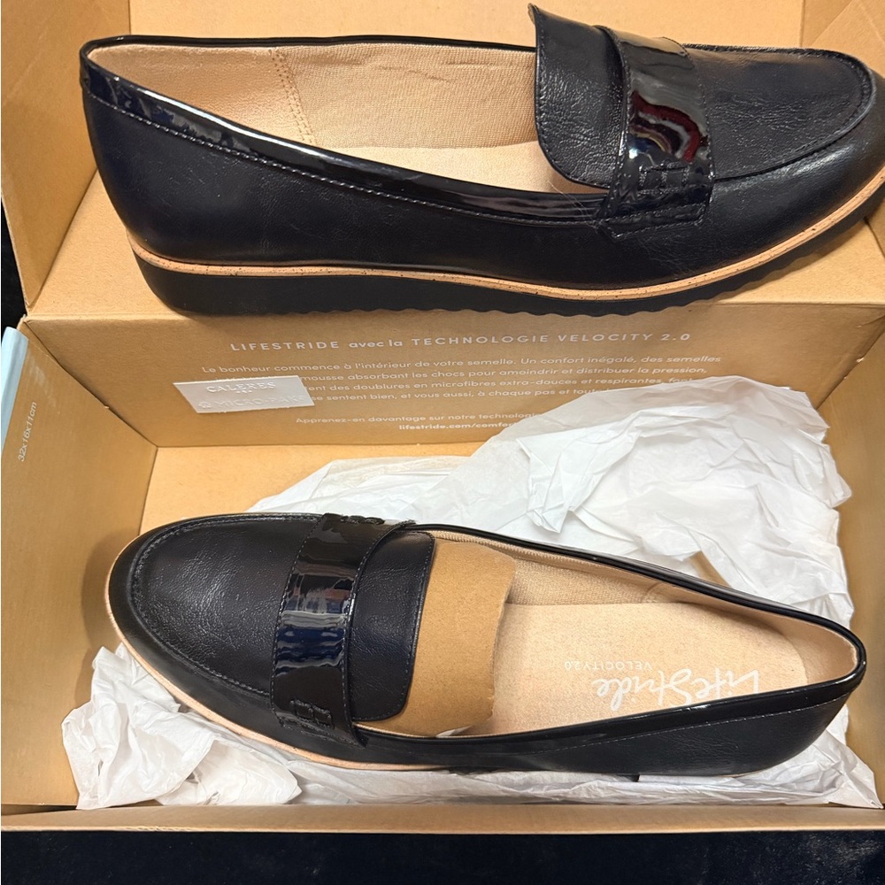 Life Stride Black Patent Loafers